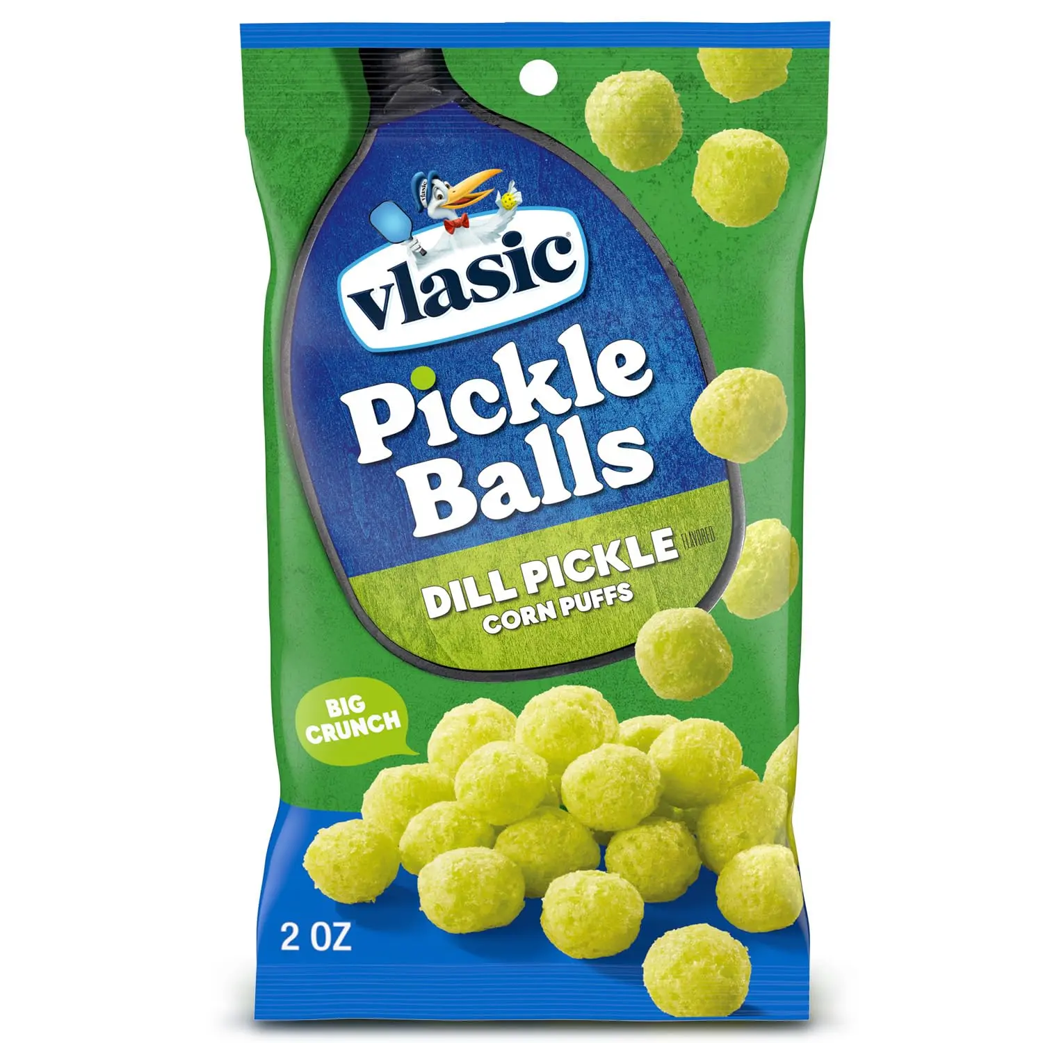 Vlasic Crunchy Dill Pickle Flavored Corn Puffs (Pickle Balls) - 2 oz Refrigerated Puffed Snack, Father’s Day Gift Basket Stuffer, Dill Pickle Flavored Snacks