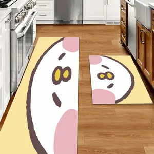 Cute Penguin Face Kitchen Rug Set 2 Pieces, Non-Slip Kitchen Mats, Comfortable Kitchen Rugs and Mats, Farmhouse Chef Rugs, Suitable for Kitchen, Sink, Laundry Room