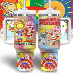 Strawberry Shortcake And Rainbow Brite Cartoon Custom Cup 40 oz 20 oz Tumbler With Handle