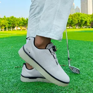 Men's and Women's Professional Golf Shoes - Adjustable Laces and Button Closures, Non-Slip Grip, Lightweight and Breathable All-Season Design with Arch Support and Cushioning Insoles - White/Black/Blue/Red/Grey/Beige - Durable Upper and Rubber Sole for Ca