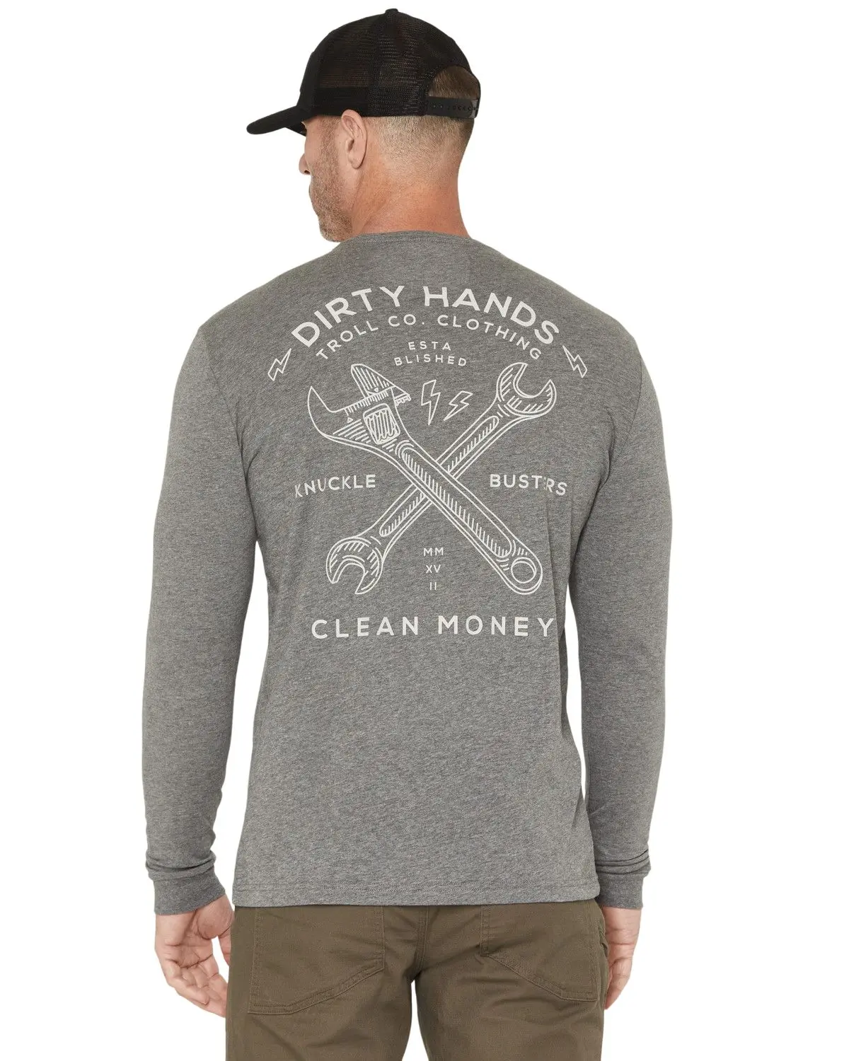 Troll Co Men's Men'S Twisting Wrenches Long Sleeve Graphic Work T-Shirt - Tc2309