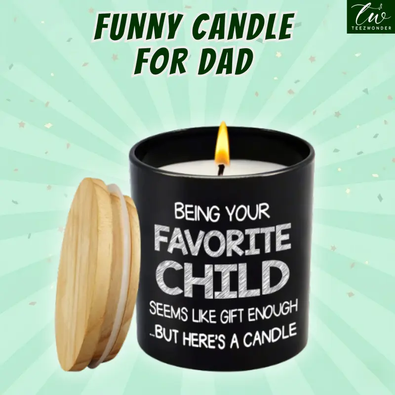 FATHER'S DAY GIFT - Favorite Child Funny Gifts for Mom Dad, Birthday Gifts for Mom Dad Grandma Grandpa, Vanilla Lavender Scented Candle 10oz Recyclable Glass Jar Fragrance Ornament Perfume