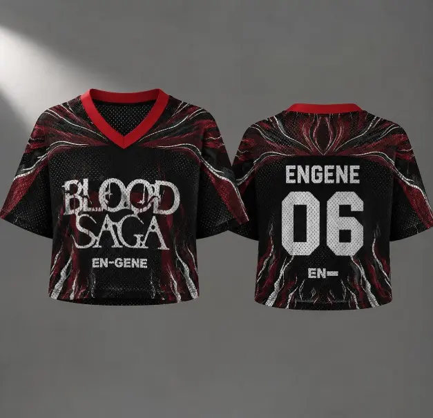 Kpop Boy Band Concert Football Jersey Crop Top, Engene World Tour Merch Y2K Streetwear
