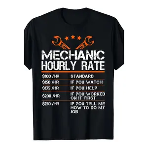 [100% Cotton] 100% Cotton Funny Mechanic Hourly Rate T-Shirt - 100% Cotton Humorous & Wage Sign, Soft Breathable Casual Tee Suitable for All Seasons, Funny Gift for Mechanics, Machine Washable (Men's &)