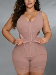 1 Count Full Body Tummy Control High Stretch Girdle Women's High Compressing Shapewear,Fajas for Firm Waist And Lift Buttocks,Adjustable Zipper and Hooks Shapewear Bodysuit,Comfortable Vest Shoulder Strap Jumpsuit,Perfect For Daily Wear & Sports Use