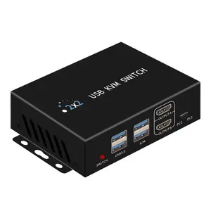 8K HDMI KVM Dual Screen Switcher USB3.0 Hotkey Control For 2 Computers And 2 Monitors