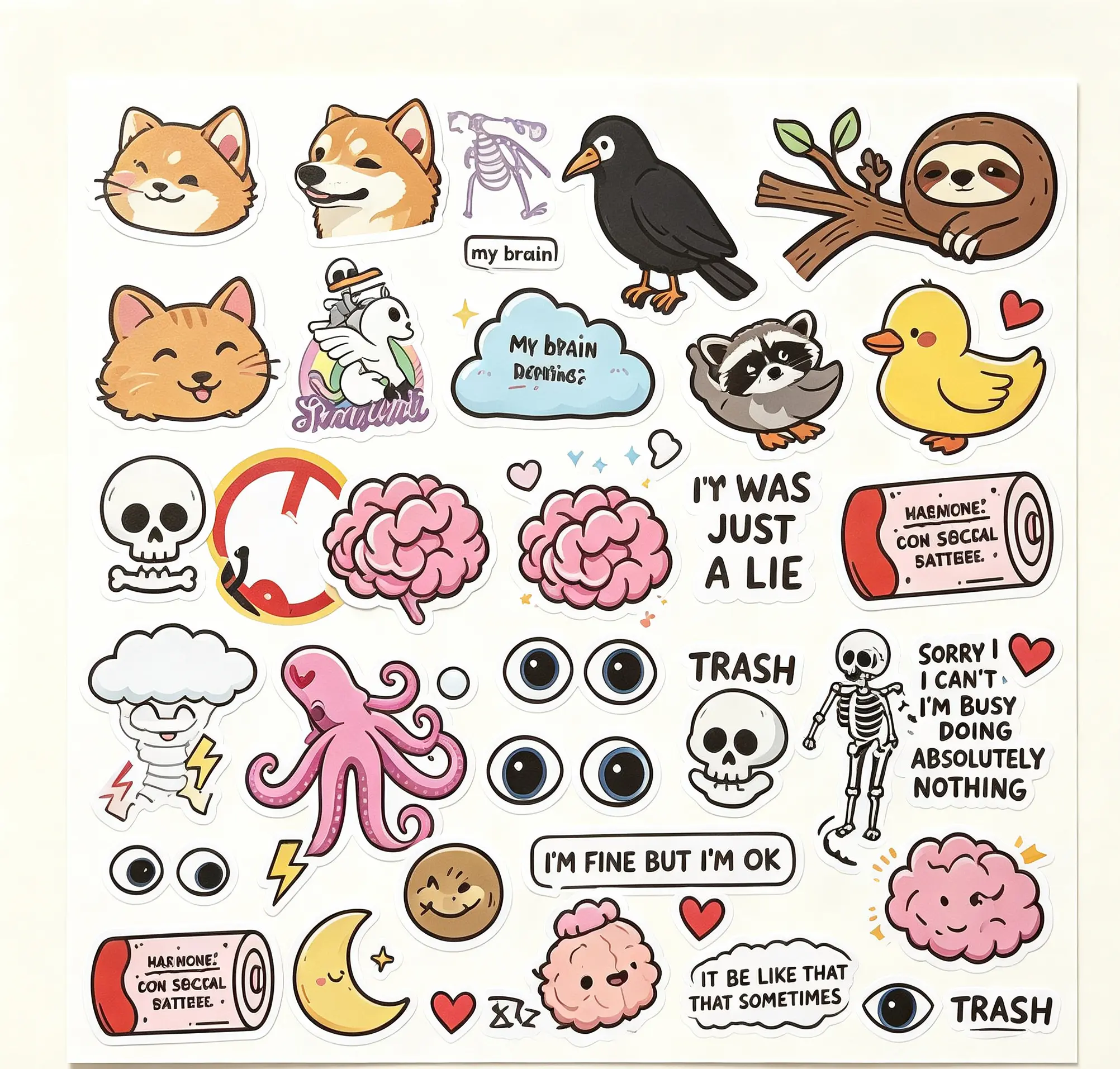 130Pcs Unhinged Meme Stickers Funny Relatable Quotes for Laptops Water Bottles & Hard Hats Waterproof Vinyl Decals