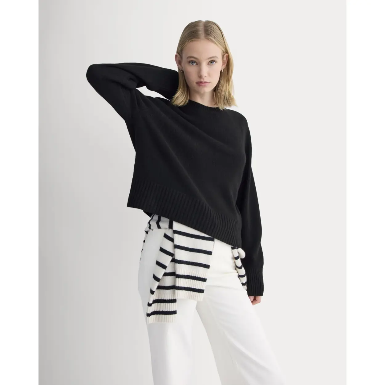 The Boxy Crew in Cashmere | Black