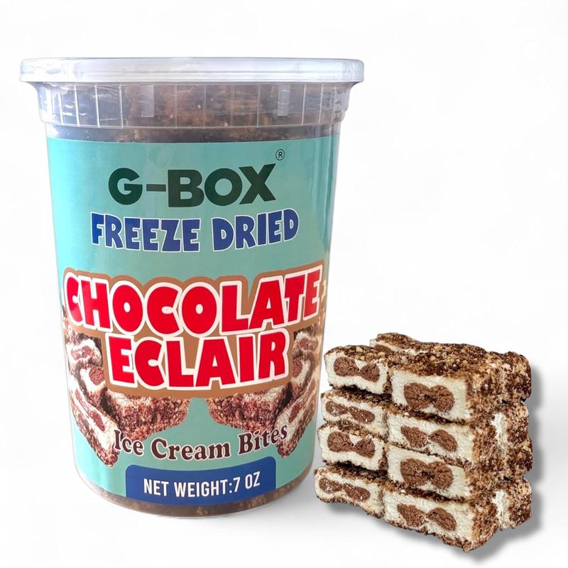 G-BOX Freeze Dried Ice Cream | Crunch Strawberry Shortcake Ice Cream Bites - Chocolate Eclair Ice Cream Bites - Perfect for Camping, Outdoor, and Party - Air-tight Sealed in a Deli Container