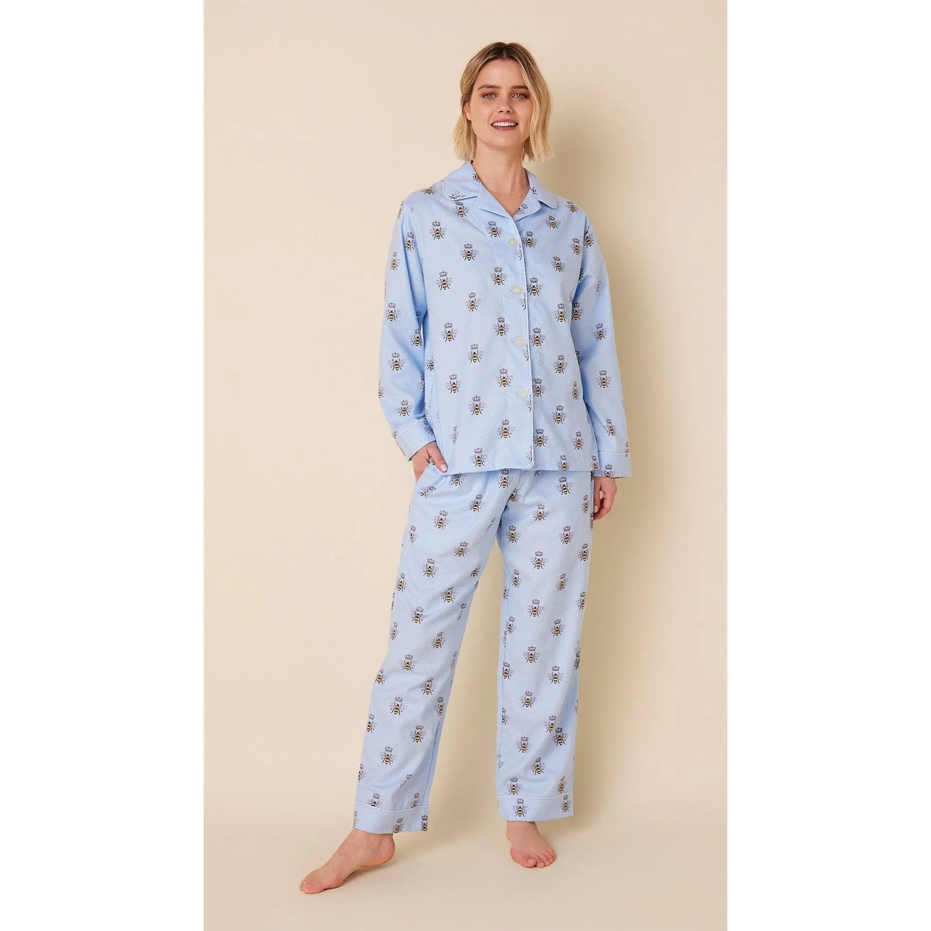 Queen Bee Flannel Pajama - Blue