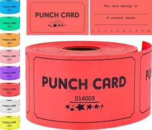250 Punch Cards, Red (1 of 8 Colors), Incentive & Loyalty Reward Cards for Classroom, Business, Gym, Salon & More