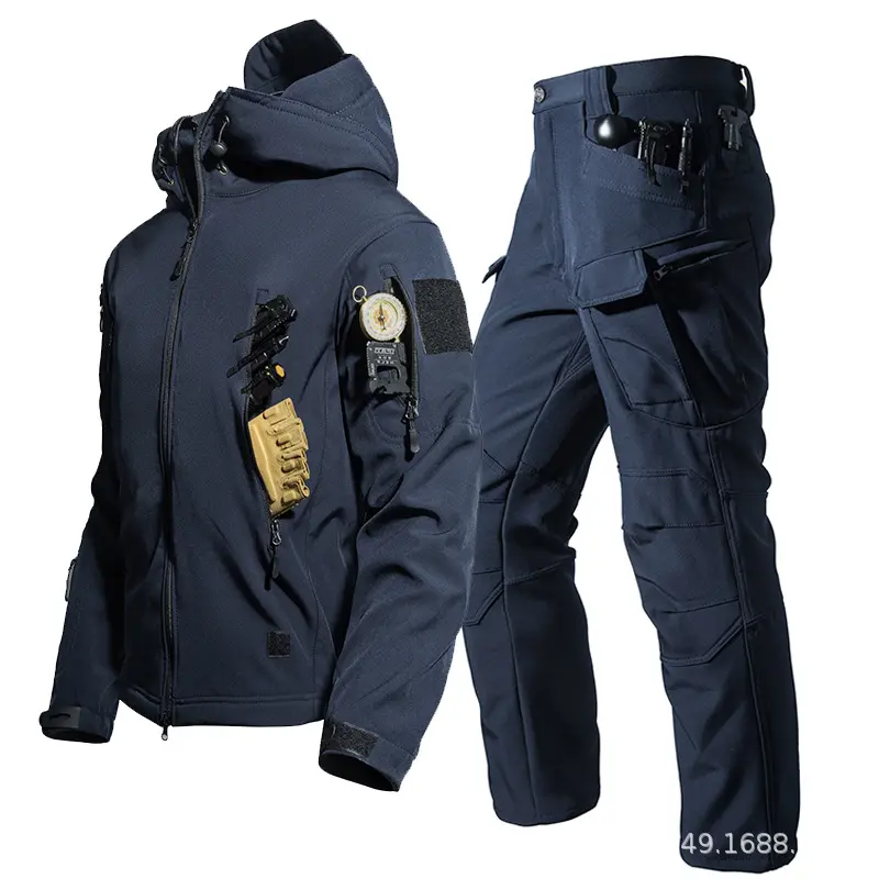 Navy blue shark skin set