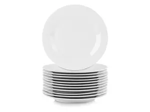 Elama Professional Kitchen 12 Piece Round Porcelain Salad Plate Set in White
