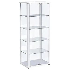 Aero 5-shelf Display Curio Cabinet with LED Lighting White