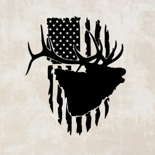 American Flag Elk Sticker, Patriotic Elk Vinyl Decal, Hunting Truck Sticker, Waterproof Car Laptop Water Bottle Decal, Hunter Gift