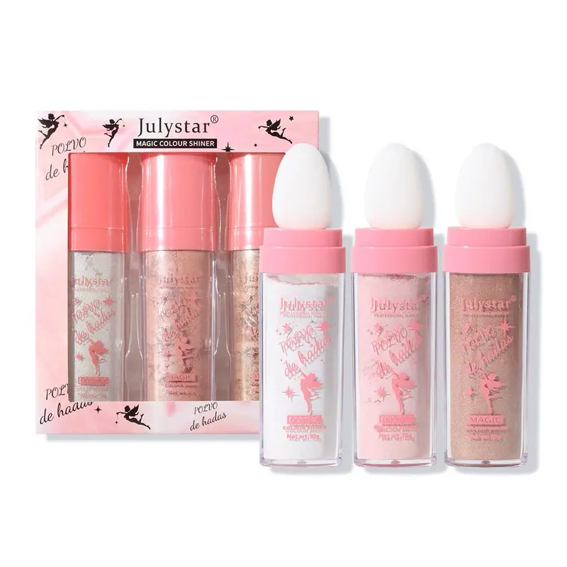 Long Lasting Highlighter Powder Set, 3 Counts Lightweight Highlighter Powder, Facial Contouring Highlighting and Shadowing Powder, Longwear Powder Highlighter