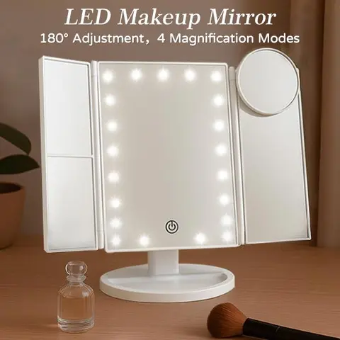Makeup Mirror Vanity Mirror LED Lights 2X 3X 10X Magnification Portable Desk Mirror Touch Control  Dresser Suitable for Adults & Gift  Gift Choice