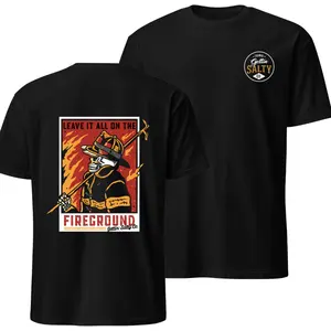Firefighter's Commitment Graphic T-Shirt, 'Leave It All On The Fireground' Design, Soft Cotton Blend Shirt, Bold Firefighter Apparel for Men & Women, Motivational Gift for First Responders