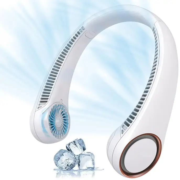 Upgrade Portable Neck Fan Longest 5200mAh Battery Ultra Quiet Hands-Free Bladeless Fan 3 Speed Cooling Rechargeable Neck Fan for Home Office Travel Sp