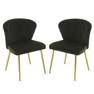 Mojay Velvet Dining Chairs with Metal Legs, Modern Upholstered Vanity Chairs & Dressing Table Stool  with Golden Metal Legs for Dining Room Kitchen Vanity Patio
