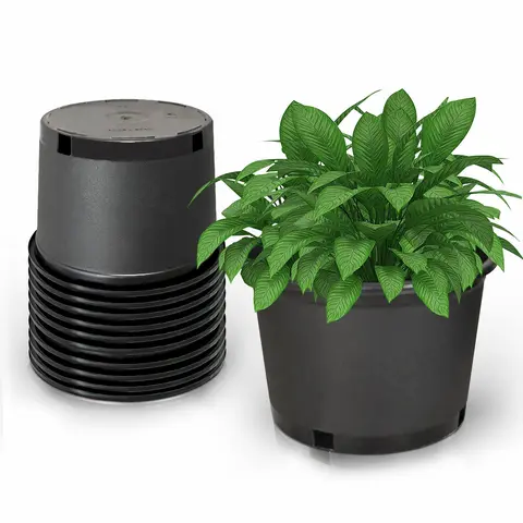 Findmall 10PC Durable Black Plastic Multi-Size Injection Mold Flower Planters, Premium Weatherproof Outdoor Root Nursery Pots with Garden Accessories for Growing Flowers (Specialty Garden Tools, Easy to Clean & Reuse, Modern Plant Pots)