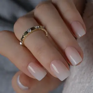 CurvLife Nude Ombre Press On Nail | 30Pcs | Short Square Fake Nails | Glossy Finish with Smooth Nude Gradient & Gentle Shine | Summervibes | Easy to Apply, Comfortable & Long-Lasting | Ideal for Daily Commutes, Business Meetings, Banquets & Formal Events