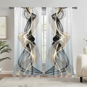 Abstract Pattern Curtain, 2 Counts/set Modern Art Door Curtain, Window Drapes, Home Textile for Home Living Room Bedroom Study Room Decor