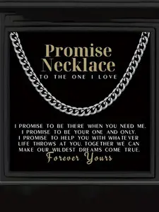 To My Love Promise High End Necklace Classic Men'S Stainless Steel Jewelry Gift Set, Necklace+Card+Gift Box, Suitable For Birthday, Anniversary, Valentine'S Day, Christmas, Party, New Year Gift For Him Christmas Gift