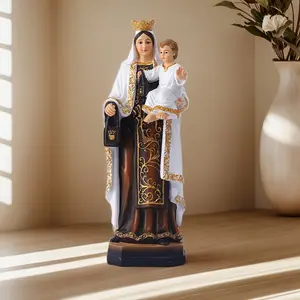 1pc12in Resin Virgin Del Carmen Our Lady of Mount Carmel Statue, Religious Catholic Decor, Ideal for Christmas, Mother'S Day, and Universal Religious Holidays, No Electricity or Battery Needed