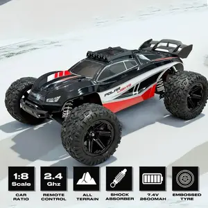 1:8 All Scale RC Car for Adults, 45KM/H High Speed Off-road RC Vehicle, Sport Utility Vehicle, RC Truck, Supports Vehicles Racing Together, 2.4GHz Remote Control, LED Light, with 2 Rechargeable Batteries, Birthday Gift Christmas Gift Kids