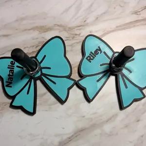 Custom Cheer Ring Holder Bow, Large Size Stackable Jewelry Container – Personalized Competition Ring Display for Cheerleaders