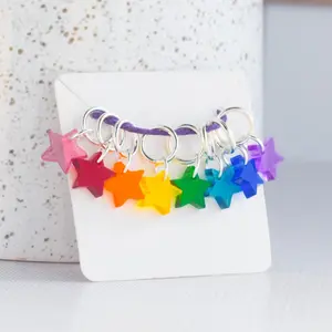 Set of 8 Tiny Stars Acrylic Stitch Markers - Rainbow