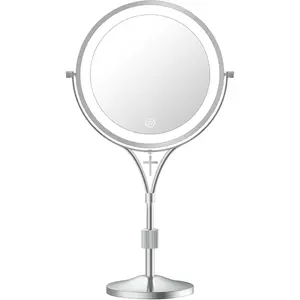 1x/10x Magnifying Mirror with 3 Color Lights and Cross Dangle Charm, 7" Lighted Makeup Mirror with Magnification, Height Adjustable Vanity Mirror, Birthday Christian Gifts for Women, Chrome