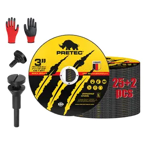 Cut Off Wheels 27Pcs, 3 Inch Die Grinder Cut Off Wheels with 1/4 in Mounting Mandrel Kit for Die Grinder, 3/8" Arbor Hole Cutting Wheel for Metal & Stainless Steel Rotary Tool Drill Attachment