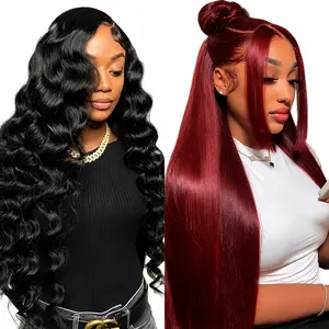 TU[28+22]"2 wigs" 13x4 Deep Wave & Body Wave & Straight Lace Front Wigs Human Hair Wigs 180% Density For Black Women