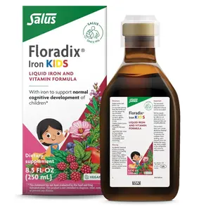 Salus Floradix Iron Kids - Liquid Iron & Vitamin Formula - Children's Supplement with C & B Vitamins - Vegan - Raspberry-Vanilla Flavor - 8.5 fl oz