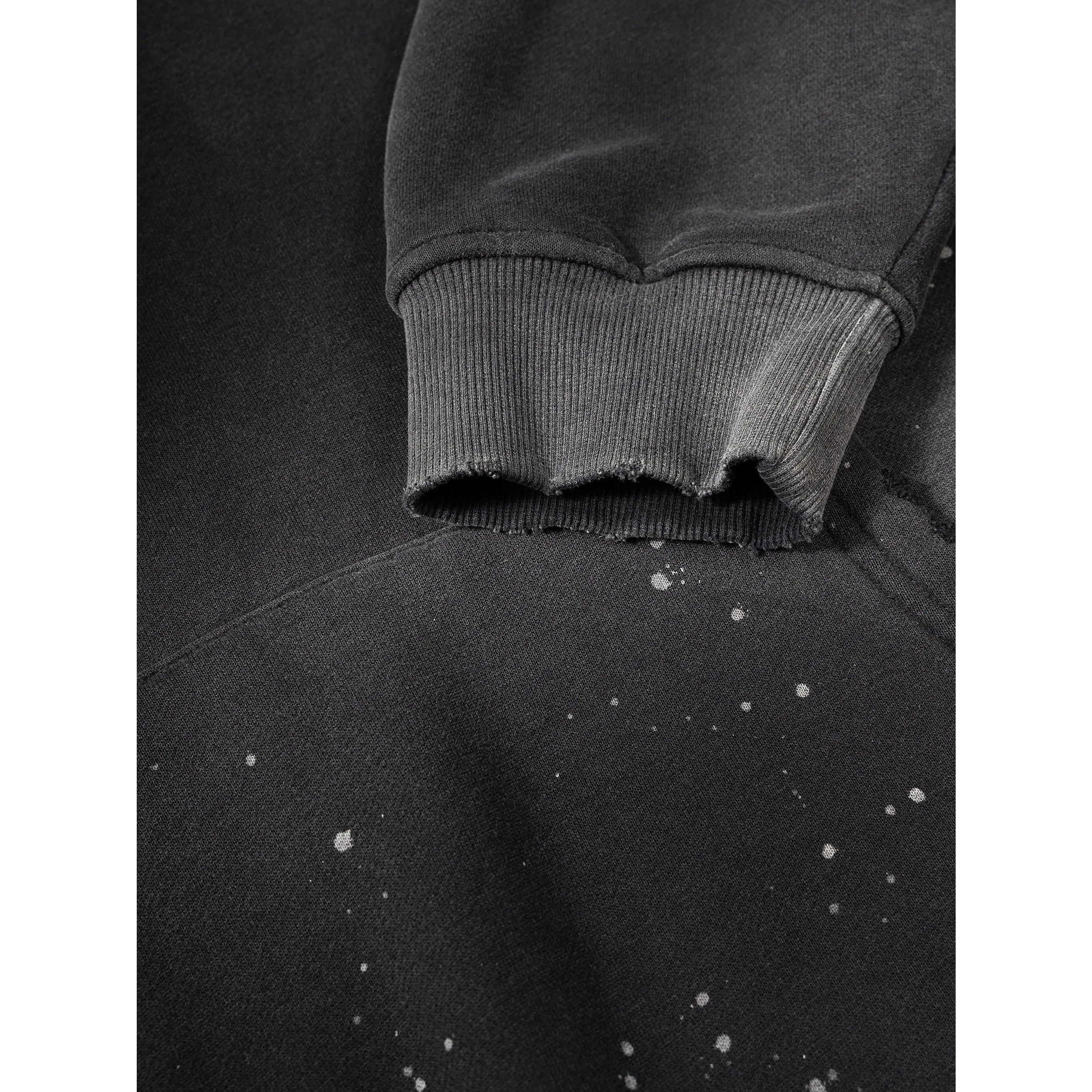 Vintage Wash Frayed Fleece Hoodie - 360 GSM