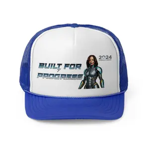 Kamala Harris "Built for Progress" Cyborg Trucker Hat - Futuristic Political Campaign Cap