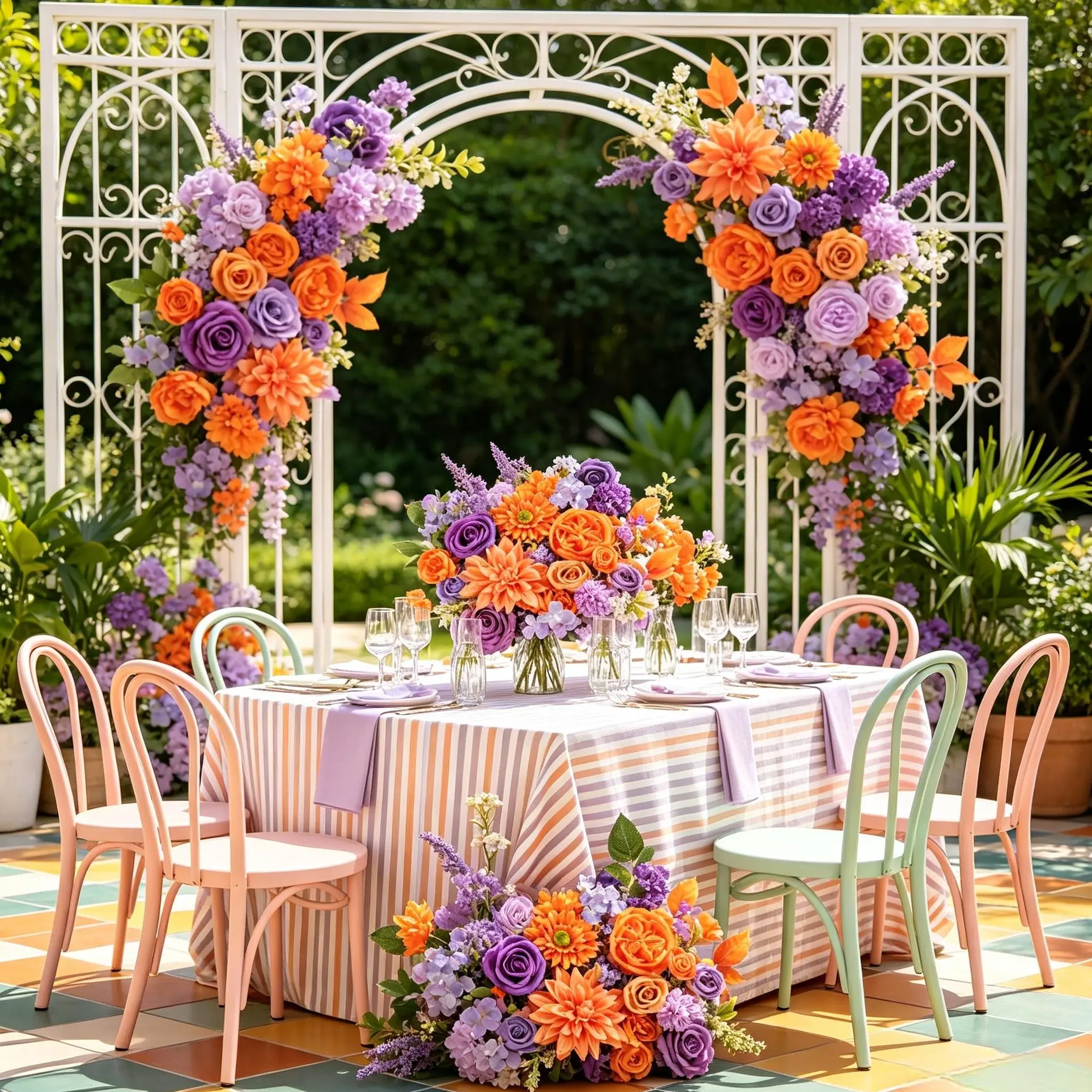 Decorative Multiple Pieces Artificial Rose Combo Box - TINGE TIME Vibrant Mix Burnt Orange-Purple Silk/PE/Foam Flowers with Flexible Stems, DIY Table Centers, Rose Head Artificial Mixed Floral Arrangements for Wedding & Home Decor Supplies