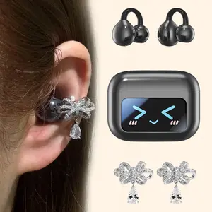 [Free Deliver] Tukio 2026 M100 Clip-On Ear Headphones with Audio-Visual Touch Screen Wireless Audio Headphones for Music & Phone Calls Sport Waterproof & Sweatproof with Bluetooth 6.0 for Faster Stable Connection & Low Power Use