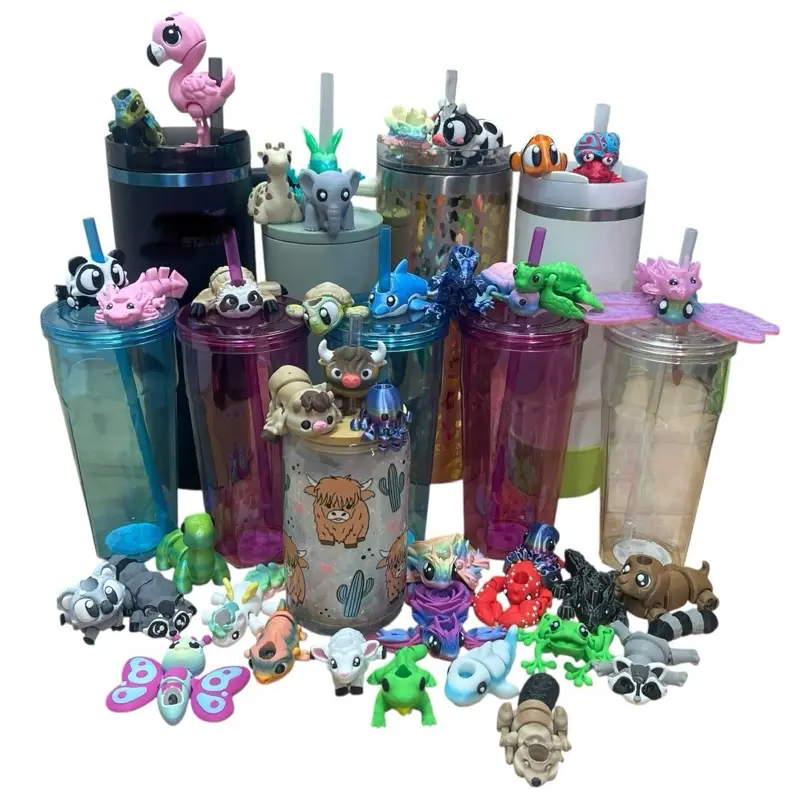 Animal Tumbler Straw Buddy Straw Figurine 3D Printed