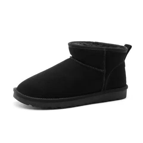BRUNO MARC Men's Cozy Suede Closed Winter Boots - Fuzzy Warm Fur Lined, Cold Weather Outdoor Casual Short Shoes, Black Shoes