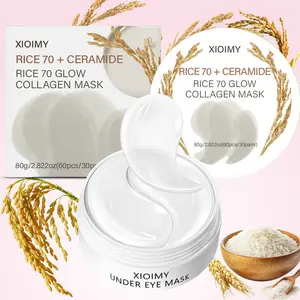 60pcs Rice 70+caffeine Glow Collagen Moisturizing Brightening Eye Masks, Natural Premium Rice Ingredient, Brighten Dark Circles, Smooth & Soft Eyebags Care