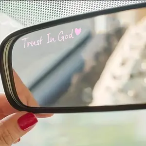 2PCS-Letter & Heart Pattern Car Rearview Mirror Sticker, 2 Counts Self-adhesive Car Mirror Decal, Car Exterior Decoration Accessories, Windshield Sticker, Car Decals, Vehicle Exterior Decoration, Religious Car Accessory