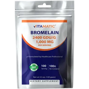 Vitamatic Bromelain Powder 1000mg per Serving - 2400 GDU/g, Proteolytic Enzymes, Supports Digestion of Proteins, 100 Grams