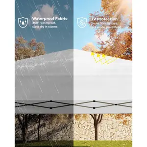 Garvee 10x10 Pop Up Canopy Tent with 3 Adjustable Heights, Heavy Duty Outdoor Canopy Featuring Portable Roller Bag, Multiple Weight Bags, Stakes, Guy Ropes, Sandbags, and Carrying Bag for Camping, Parties, and Events