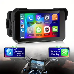 PODOFO 5.0" Motorcycle GPS Navigation Unit with Dual Wireless CarPlay & Android Auto, High-Resolution Display, Wireless Connectivity, Multi-Language Support, TF Card Slot & Handlebar Mount - Fit for All Vehicles, Motorcycle Navigation Syste