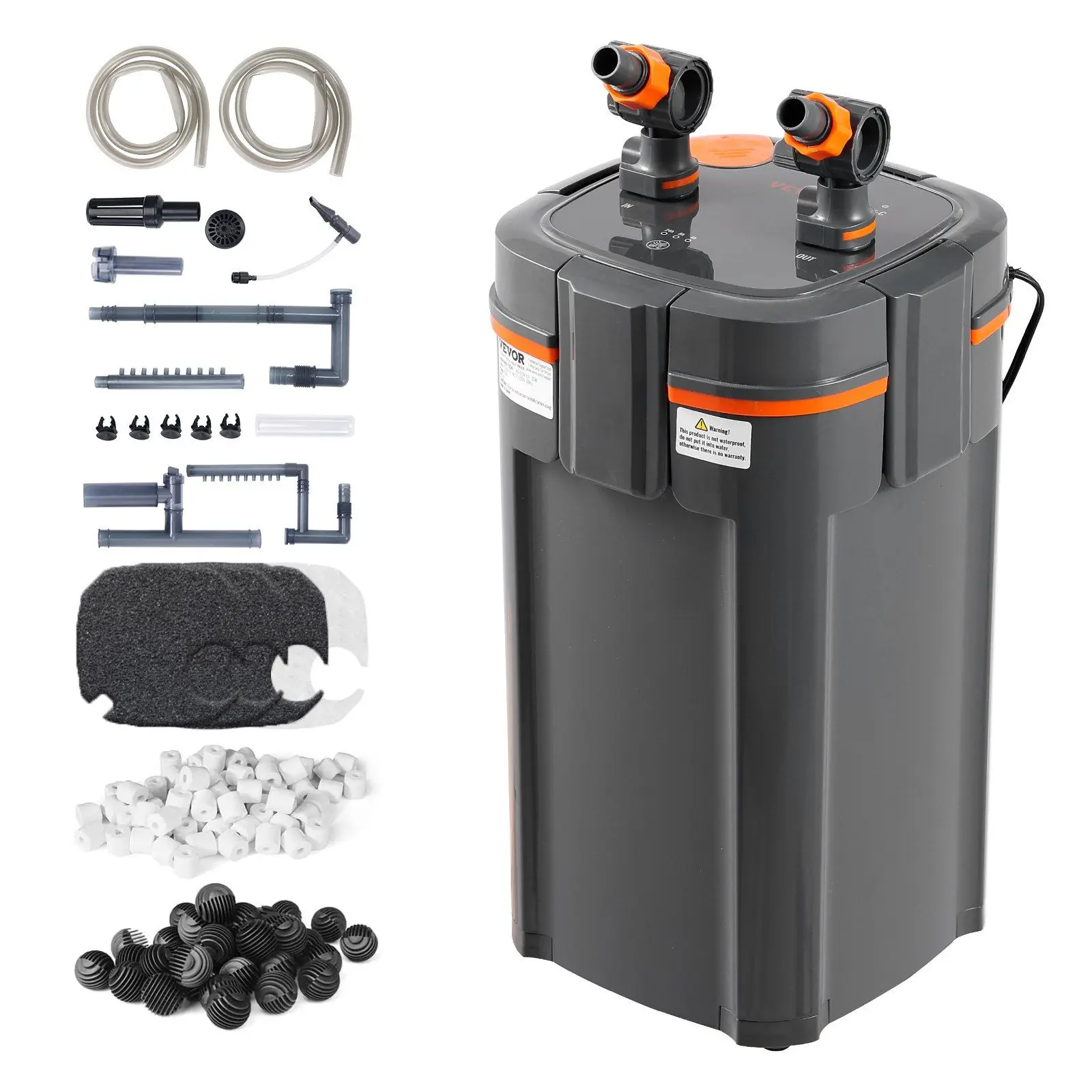 VEVOR Aquarium Filter 396GPH, 4-Stage Canister Filter 120 Gallon, Ultra-Quiet Internal Aquarium Filter with UV Protection, Submersible Power Filter with Multiple Function for Fish Tanks, 15W
