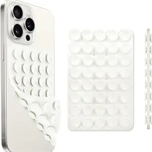 2pcs Silicone Suction Cup Phone Case Mount Double Sided, Phone Accessories Hands-Free Strong Grip Holder for Selfies and Videos, Silicon Phone Stand for iPhone and Android White