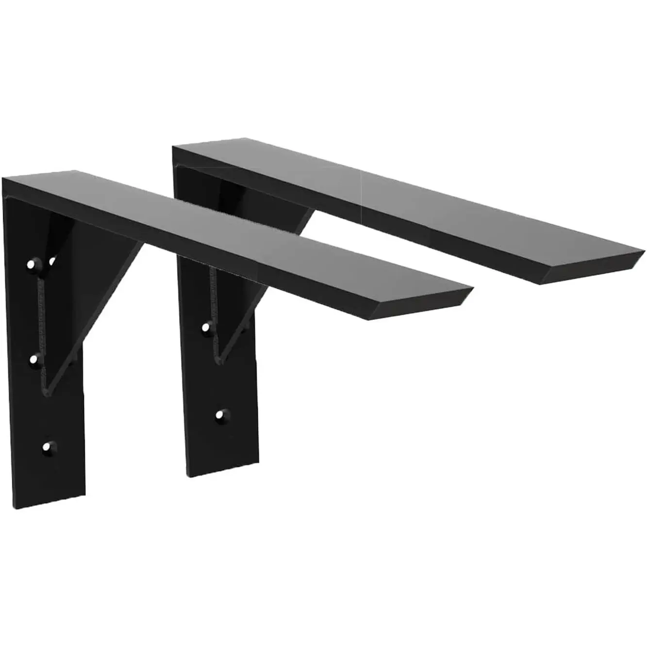 Heavy Duty Shelf Brackets 2 Pack 12" x 10" x 2.5" Black Steel 3/8" Thick Countertop Support Mantel L Bracket for  Granite Quartz Countertop